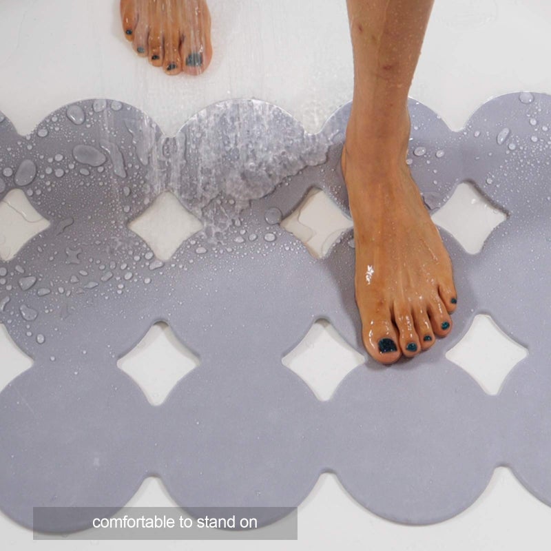 Webos Patented Non Slip Bathtub Mat Shower Mat Bath Mat Tub Mats with Strong Suction Cups Soft Natural Rubber Bath Mat for Inside The tub (Circle-Grey, 28x16 inch) - Image 4