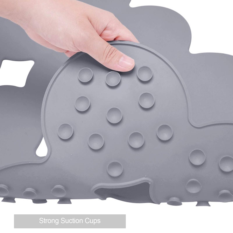 Webos Patented Non Slip Bathtub Mat Shower Mat Bath Mat Tub Mats with Strong Suction Cups Soft Natural Rubber Bath Mat for Inside The tub (Circle-Grey, 28x16 inch) - Image 3