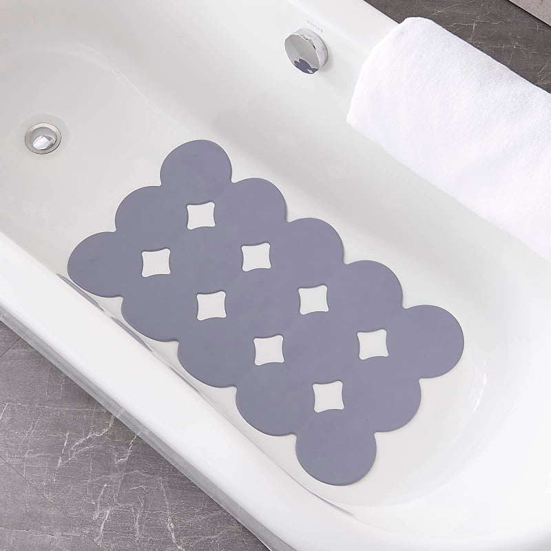 Webos Patented Non Slip Bathtub Mat Shower Mat Bath Mat Tub Mats with Strong Suction Cups Soft Natural Rubber Bath Mat for Inside The tub (Circle-Grey, 28x16 inch) - Image 1