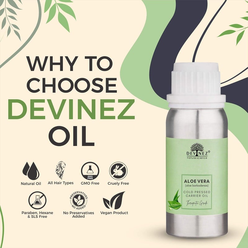 Devinez Aloe Vera ColdPressed Certified Oil 250ml 100 Pure Natural Undiluted Therapeutic Grade for Skin care Face Acne Scars Hair care Moisturizer Dark Circles - Image 2