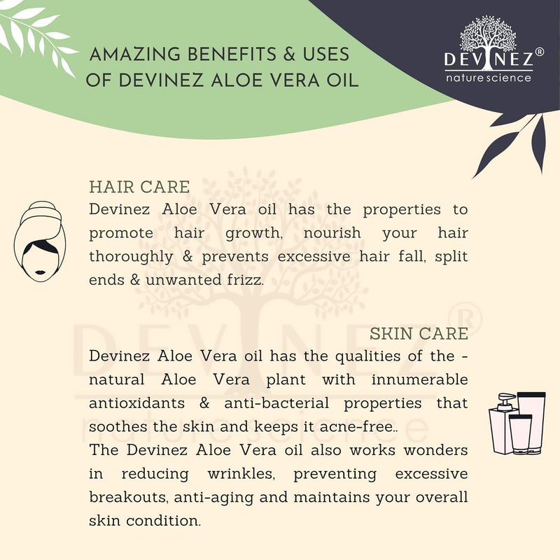 Devinez Aloe Vera ColdPressed Certified Oil 250ml 100 Pure Natural Undiluted Therapeutic Grade for Skin care Face Acne Scars Hair care Moisturizer Dark Circles - Image 5