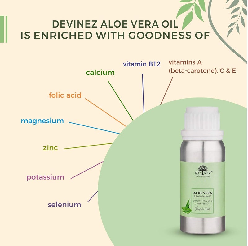 Devinez Aloe Vera ColdPressed Certified Oil 250ml 100 Pure Natural Undiluted Therapeutic Grade for Skin care Face Acne Scars Hair care Moisturizer Dark Circles - Image 4