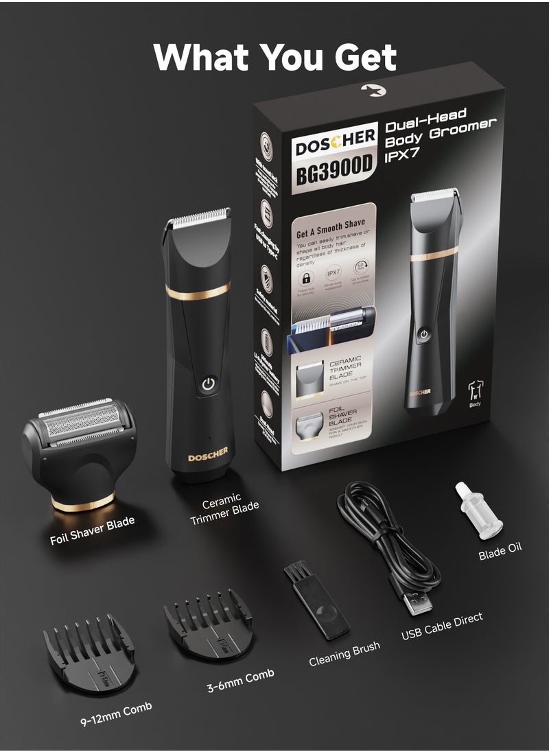 DOSCHER - Body Hair Trimmer for Men,Men Groomer for Body - Wet/Dry , Replaceable Ceramic Heads, Waterproof Razor - Image 1