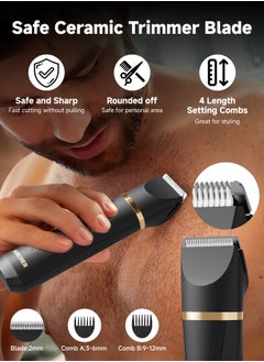 DOSCHER Body Hair Trimmer for Men,Men Groomer for Body - Wet/Dry , Replaceable Ceramic Heads, Waterproof Razor  - Image 2