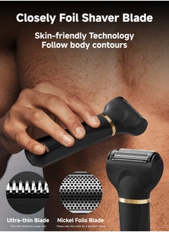 DOSCHER Body Hair Trimmer for Men,Men Groomer for Body - Wet/Dry , Replaceable Ceramic Heads, Waterproof Razor  - Image 3