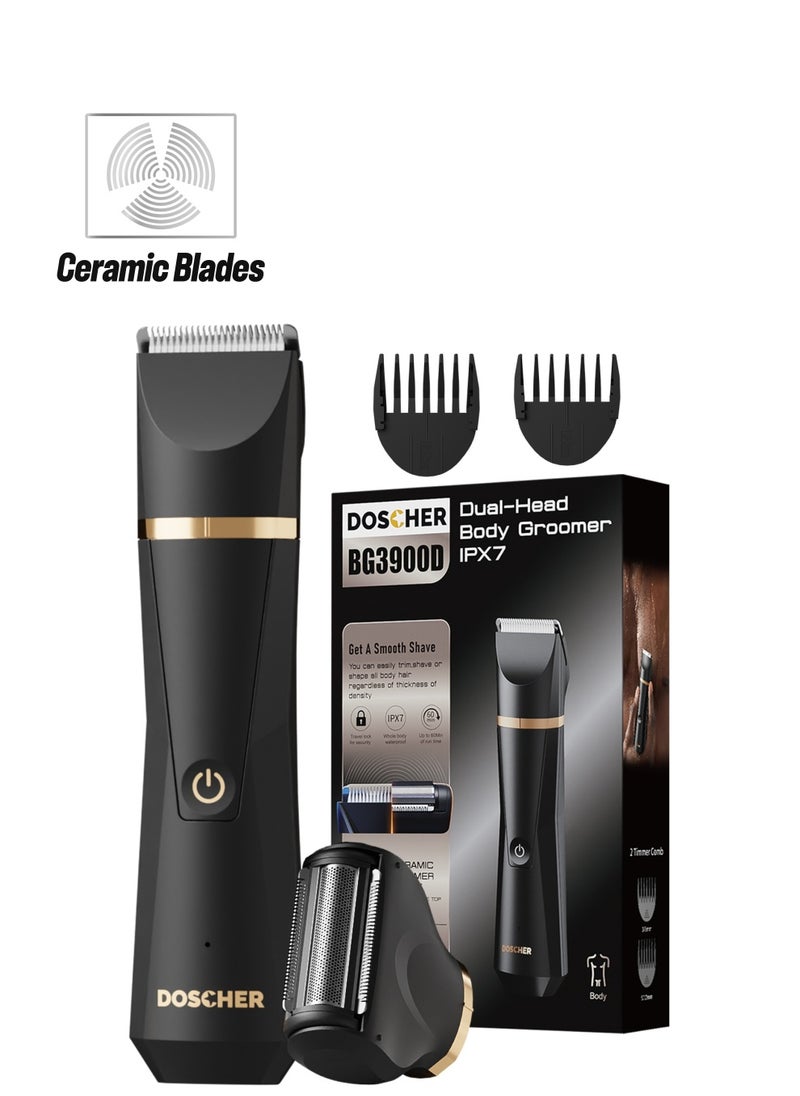 DOSCHER - Body Hair Trimmer for Men,Men Groomer for Body - Wet/Dry , Replaceable Ceramic Heads, Waterproof Razor - Image 1