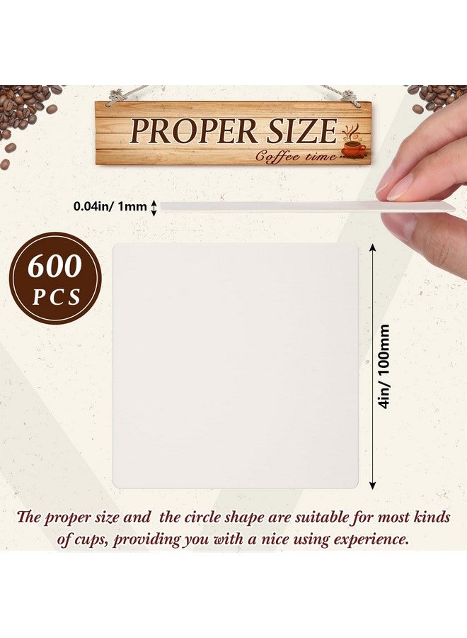 تاوباري TaoBary قواعد أكواب ورقية للاستخدام مرة واحدة بكميات كبيرة، قواعد أكواب من الورق المقوى مقاس 4 بوصات بيضاء للمشروبات والحرف اليدوية والفنون والحفلات الزفاف (أبيض، 600 قطعة) - Image 2