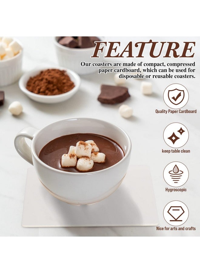 تاوباري TaoBary قواعد أكواب ورقية للاستخدام مرة واحدة بكميات كبيرة، قواعد أكواب من الورق المقوى مقاس 4 بوصات بيضاء للمشروبات والحرف اليدوية والفنون والحفلات الزفاف (أبيض، 600 قطعة) - Image 5