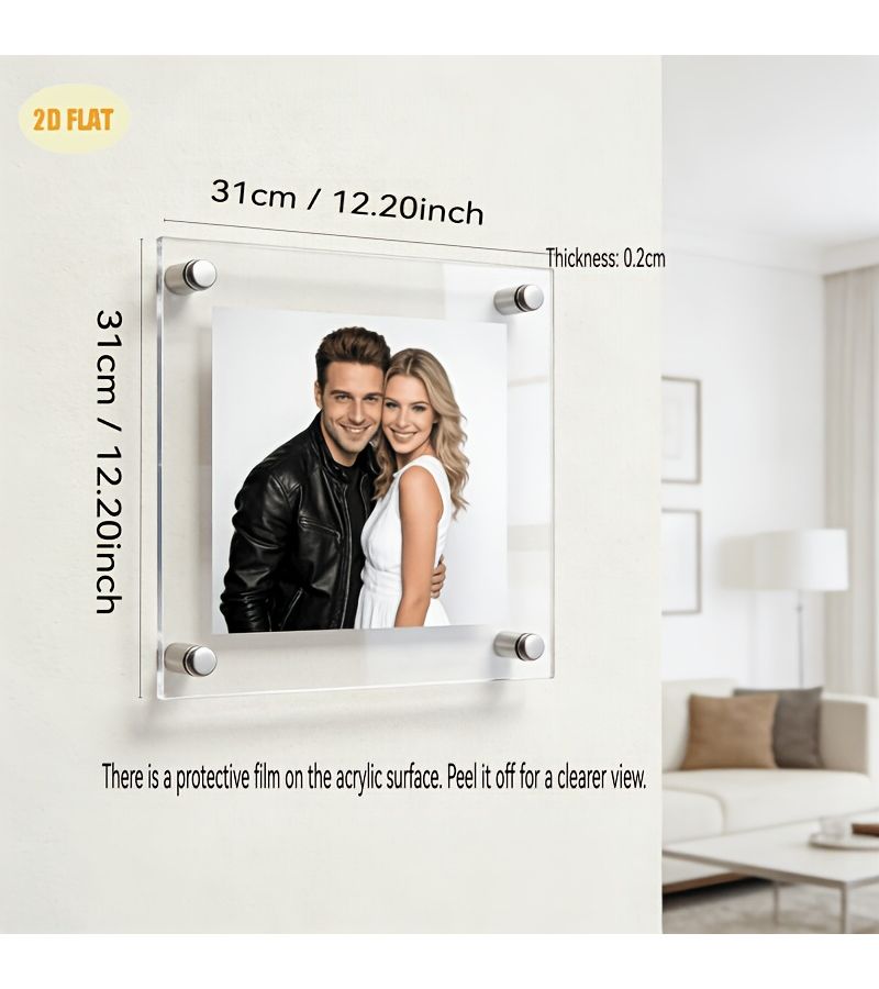 Custom 2D Transparent Acrylic Wall Frame 31x31cm 12 20x12 20inch For Hanging Personalized Photos Modern Minimalist Home Decor - Image 3