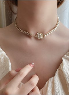 Catei Karrui Glittering Crystal and Pearl Collage Camellia Necklace Elegant Luxurious Collar Chain for Evening Party Wedding  - Image 4
