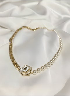 Catei Karrui Glittering Crystal and Pearl Collage Camellia Necklace Elegant Luxurious Collar Chain for Evening Party Wedding  - Image 5