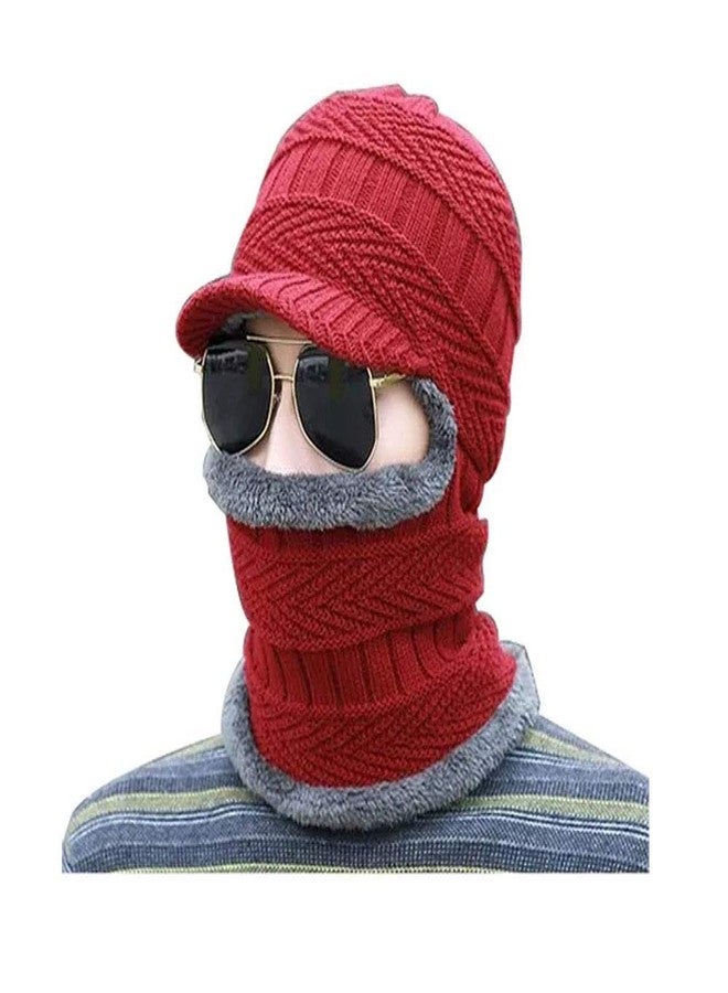 JMP Fleece Windproof Multi Functional Winter Face Mask, Balaclava, Neck Warmer, Cap and Bandana (Red) - Image 1