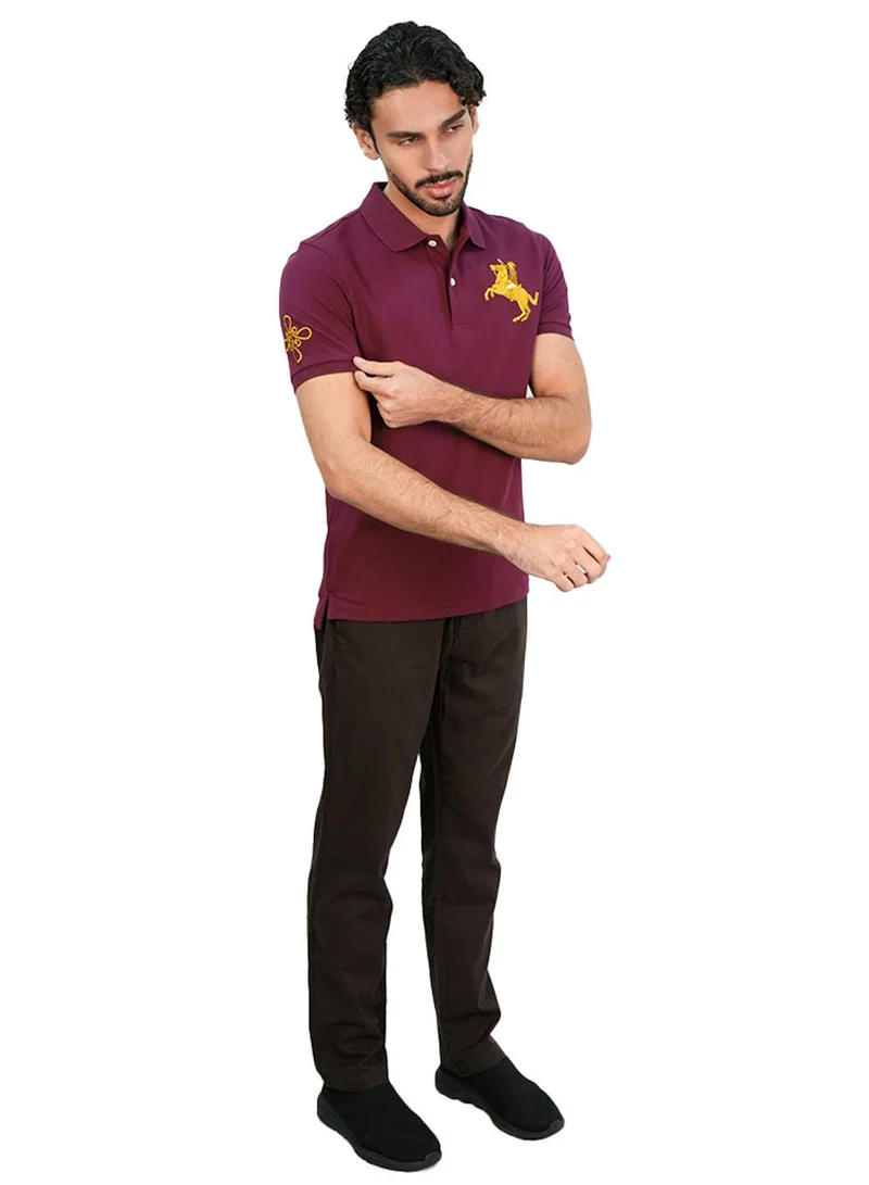 جيوردانو Men’s Slim Pique LNY Polo with Napoleon Embroidery