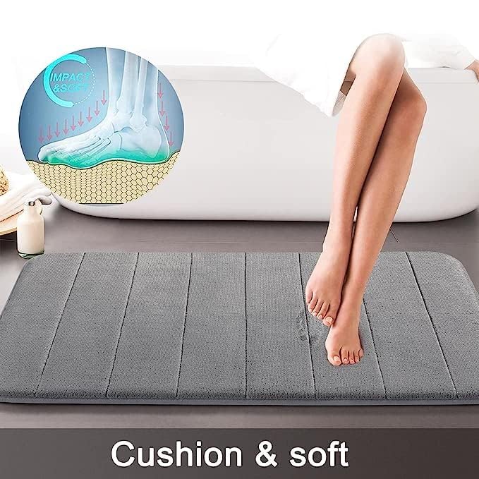 HAPPY BORN Water Absorbent mats for Bathroom KitchenSoft Non Slip Memory Foam Bath mat for After ShowerComfortable Washable Door mat for Home Entrance Living Room Bedroom Office Pack of 1 - Image 5