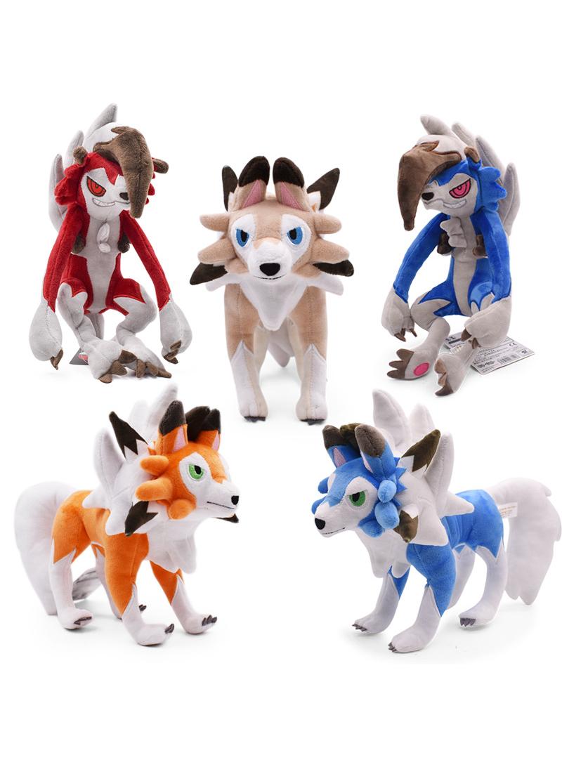 Bluejw 5-Piece Pocket Monsters Figure Lycanroc Plush Toys Set - Image 1