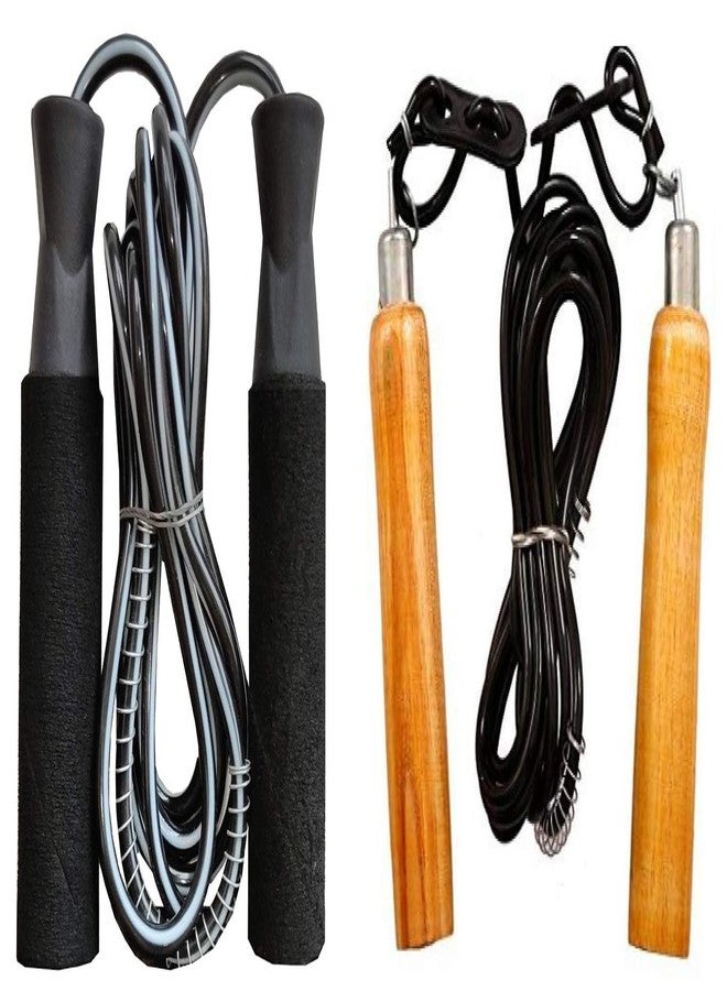 VICTORY Professional Jumping Skipping Ropes for Training,Exercise and Gym #Man,Woman# (Big+Wooden) (Black) - Image 2