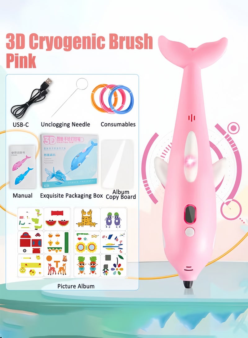 3D Pen for Kids 3D Printing Pen Printing Paper Painting Graffiti Template with Display Adjustable Temperature and Speed DIY Gift Present for Graffiti, Drawing, Model Making (Pink)  - Image 3