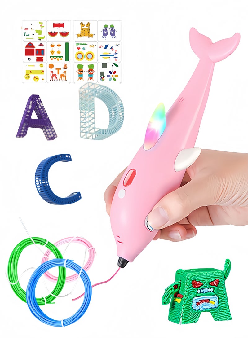 3D Pen for Kids 3D Printing Pen Printing Paper Painting Graffiti Template with Display Adjustable Temperature and Speed DIY Gift Present for Graffiti, Drawing, Model Making (Pink)  - Image 1