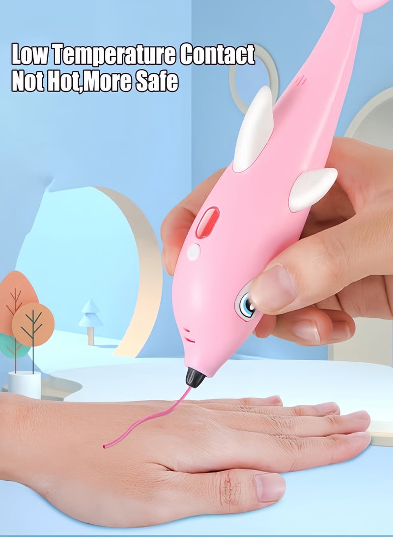 3D Pen for Kids 3D Printing Pen Printing Paper Painting Graffiti Template with Display Adjustable Temperature and Speed DIY Gift Present for Graffiti, Drawing, Model Making (Pink)  - Image 4