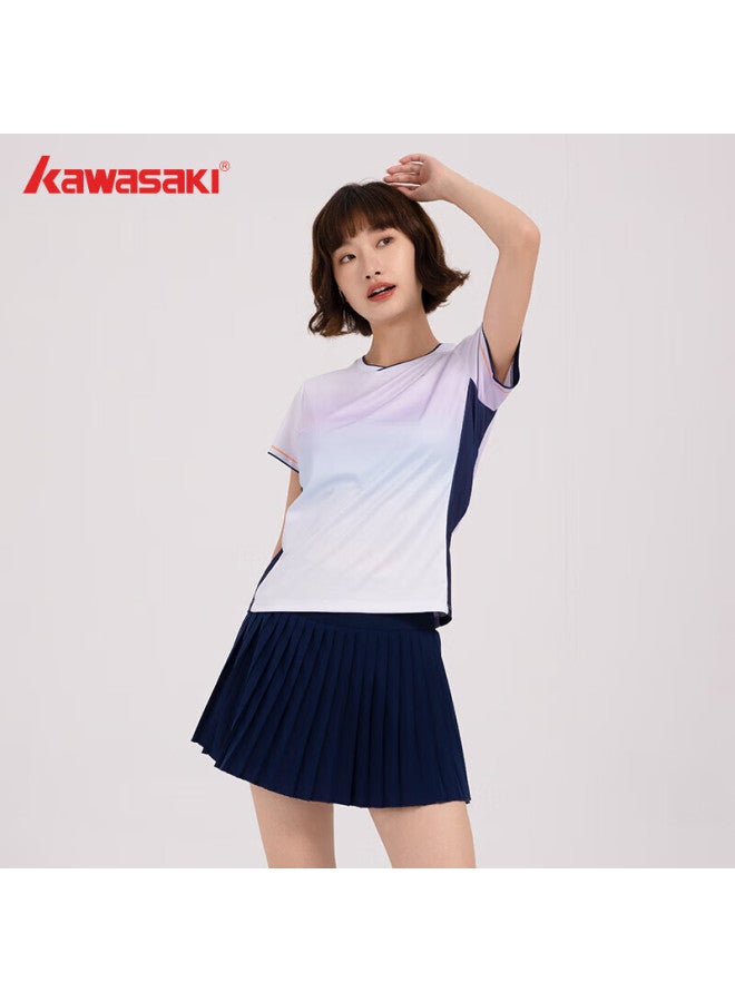 Kawasaki Women's Professional Badminton Short Sleeve Round Neck Quick Dry T-shirt B2977 Micro Grape Purple 2XL - Image 1