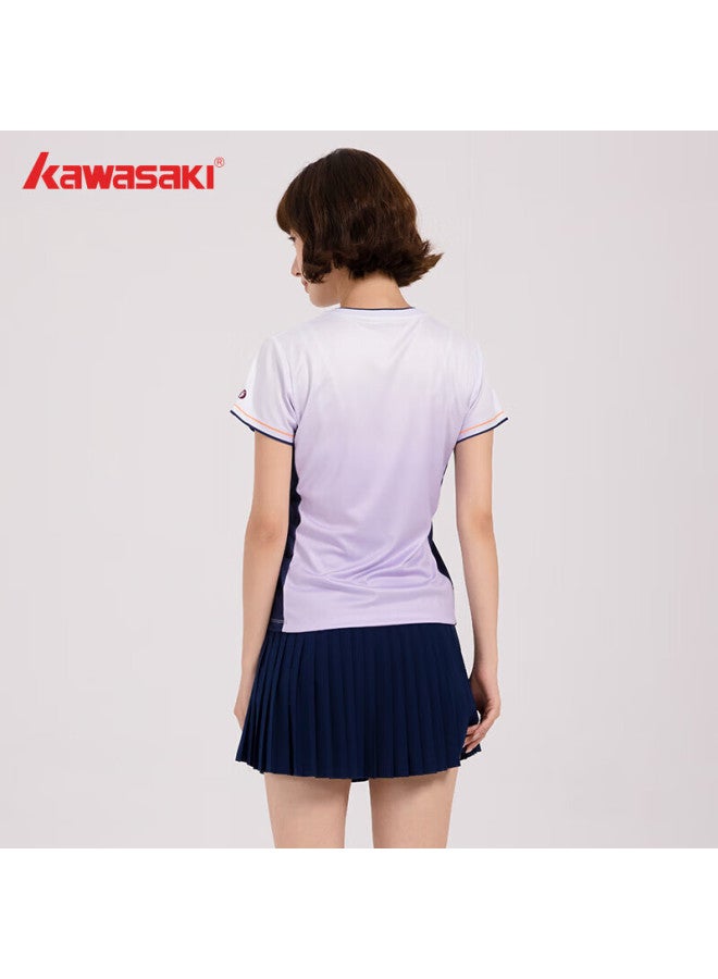 Kawasaki Women's Professional Badminton Short Sleeve Round Neck Quick Dry T-shirt B2977 Micro Grape Purple 2XL - Image 3