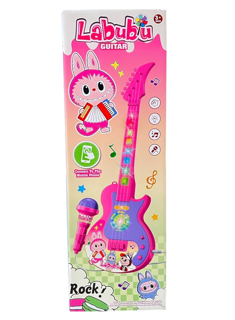 Magic Rainbow Kids Musical Guitar with Lights, Sounds, Microphone & Mobile Connection – Ultimate Fun Learning Play Set - Image 1