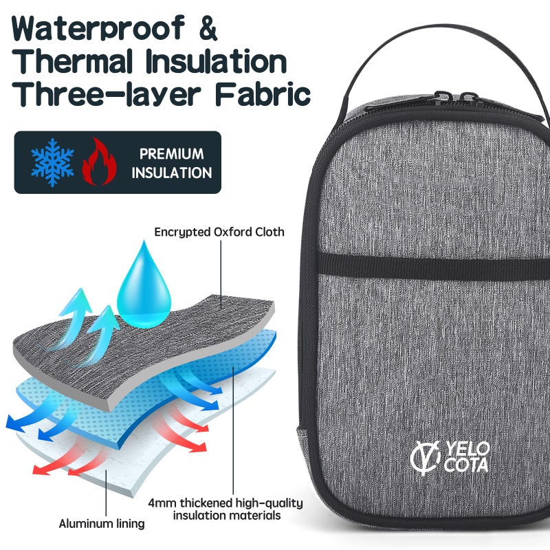 Yelocota Small Insulated Lunch Bag- Snack Bag- Mini Cooler Bag with Handle Buckle for Travel,Work,School(Storage Space below 20oz)- Also Suitable for Pairing with Food Jar - Image 5