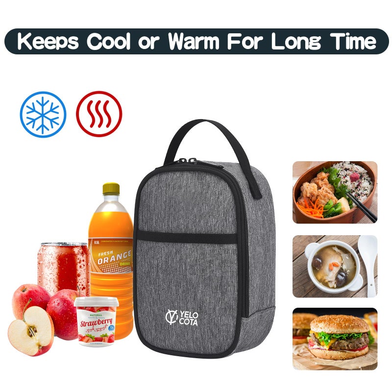 Yelocota Small Insulated Lunch Bag- Snack Bag- Mini Cooler Bag with Handle Buckle for Travel,Work,School(Storage Space below 20oz)- Also Suitable for Pairing with Food Jar - Image 4