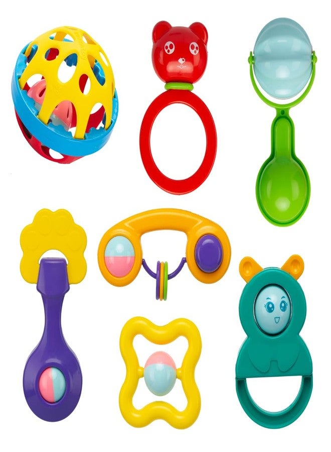 Innovitoy 7 Pcs Premium Baby Rattle & Teether Set | Non-Toxic, Safe Toy Gift Pack for Newborn & Infants 0-12 Months | Soft Sound with Fun Colors - Image 1