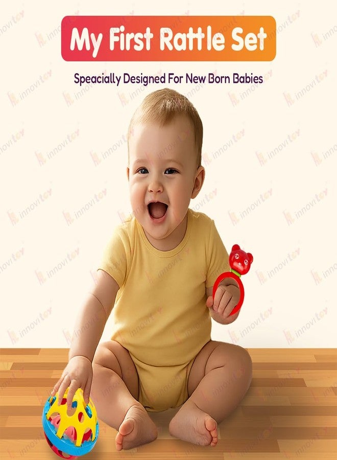 Innovitoy 7 Pcs Premium Baby Rattle & Teether Set | Non-Toxic, Safe Toy Gift Pack for Newborn & Infants 0-12 Months | Soft Sound with Fun Colors - Image 5