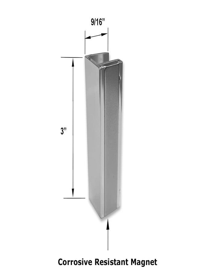 TechnologyLK باب دش Gordon Glass® على شكل قناة U مع مغناطيس للزجاج مقاس 3/8 بوصة و5/16 بوصة - كروم لامع - Image 2