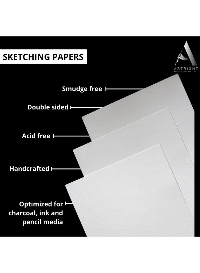 ArtRight ArtRight Mixed Media Cartridge Paper A2 300 GSM - 20 Drawing Sheets for Artists, Ideal for Charcoal, Graphite, Acrylic, Watercolor, Gouache, Ink, & Other Mixed Media - Image 5