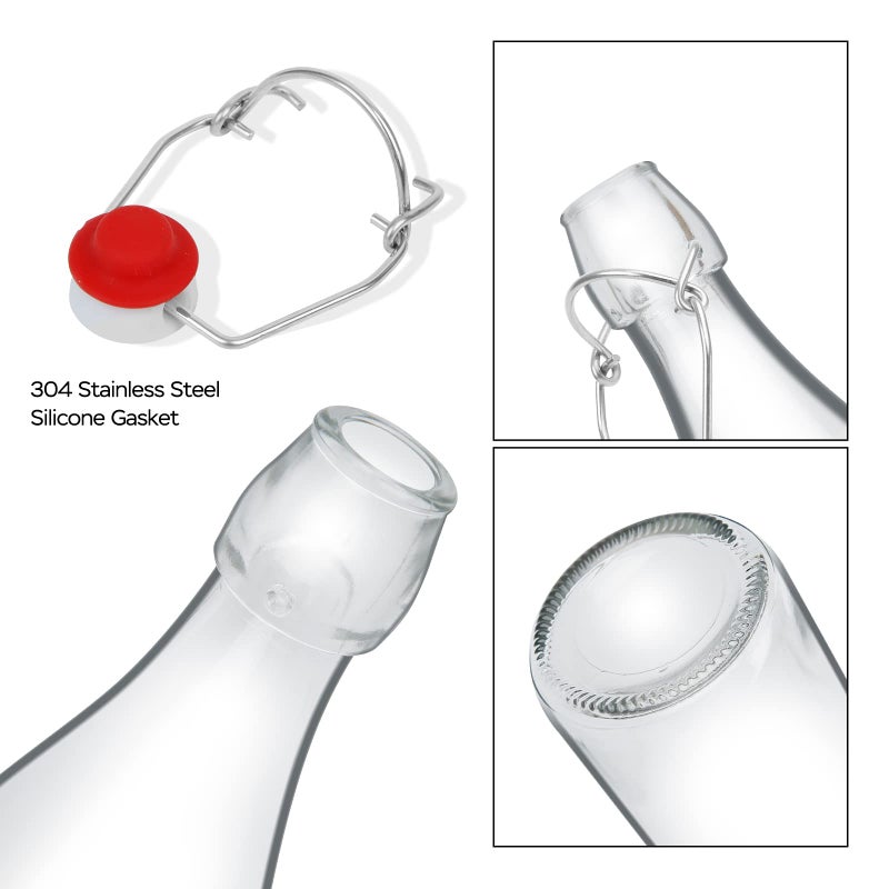 ZEBEIYU 32oz Beer Bottle,Swing Top Glass Kombucha Bottles with Stoppers for Brewing, Beverages, Smoothies, Kefir, Beer, Soda, Juicing, Kombucha, Oil, Water, Milk, Vinegar(4 Pack) - Image 5