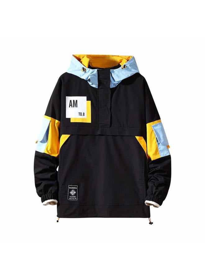 GURUNVANI Casual Hoodie Long Sleeve Hooded Jacket Color Block Pullover，20SW8031BLACK，3X-Large  - Image 1