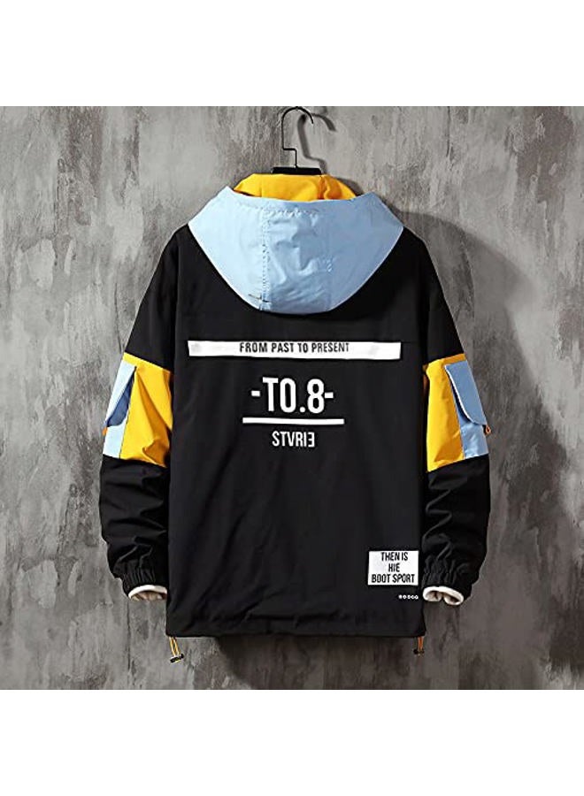GURUNVANI Casual Hoodie Long Sleeve Hooded Jacket Color Block Pullover，20SW8031BLACK，3X-Large  - Image 3