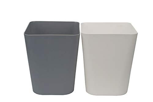 Feiupe 1.6 Gallon Small Trash Can Wastebasket for Kitchen Office Bathroom,Pack of 2(White+Gray) - Image 1