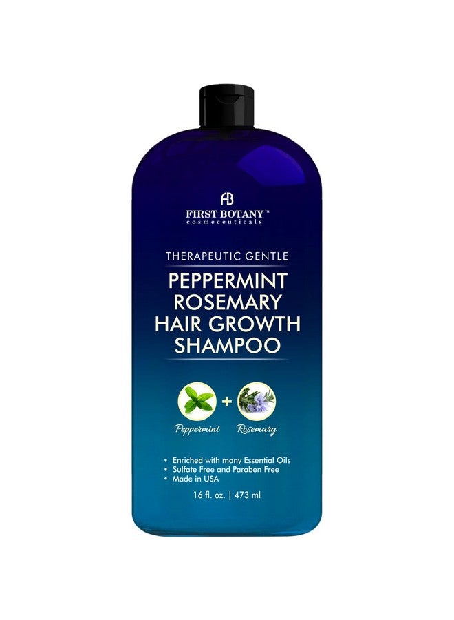 First Botany Peppermint Rosemary Hair Regrowth Shampoo - Anti Hair Loss product, Daily Hydrating, Detoxifying, Volumizing Shampoo and Fights Dandruff For Men and Women 16 fl oz - Image 1