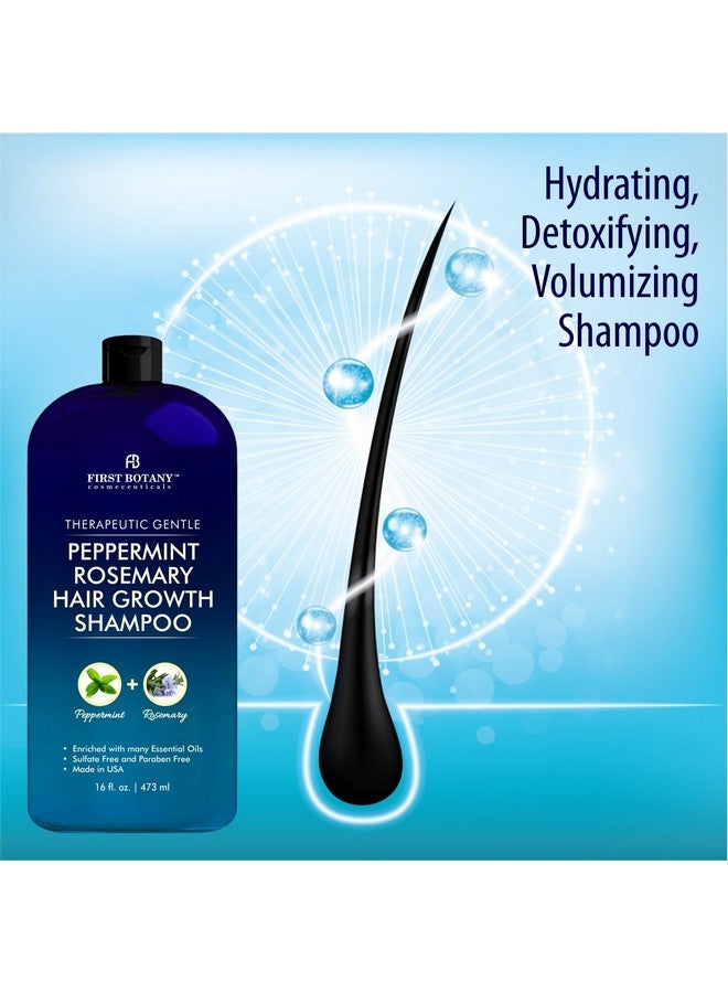First Botany Peppermint Rosemary Hair Regrowth Shampoo - Anti Hair Loss product, Daily Hydrating, Detoxifying, Volumizing Shampoo and Fights Dandruff For Men and Women 16 fl oz - Image 2