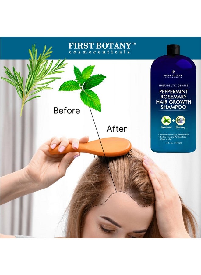 First Botany Peppermint Rosemary Hair Regrowth Shampoo - Anti Hair Loss product, Daily Hydrating, Detoxifying, Volumizing Shampoo and Fights Dandruff For Men and Women 16 fl oz - Image 3