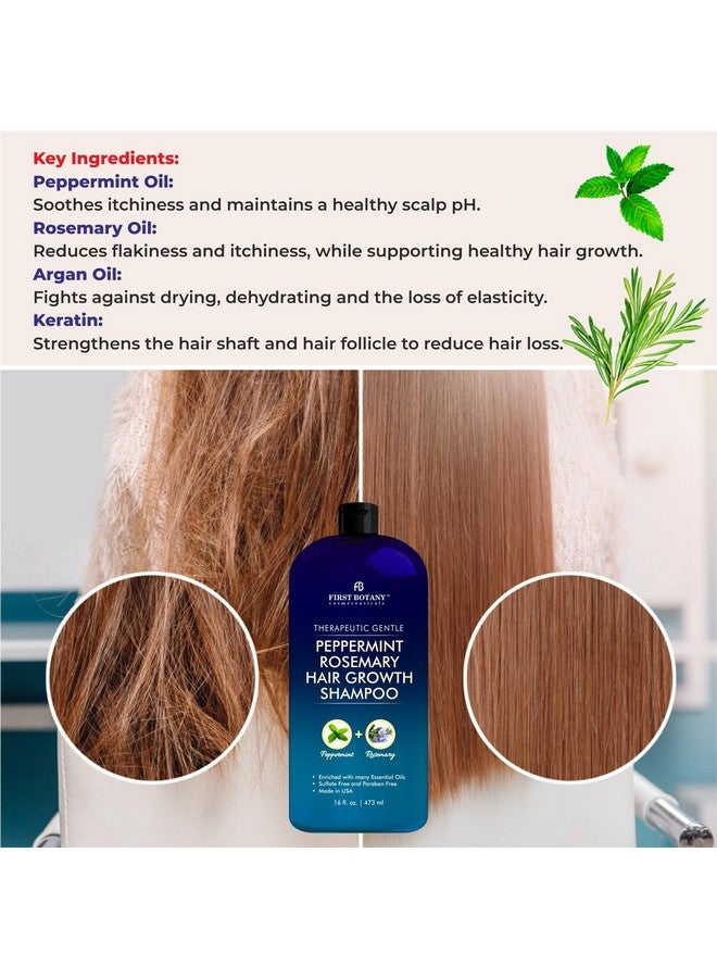 First Botany Peppermint Rosemary Hair Regrowth Shampoo - Anti Hair Loss product, Daily Hydrating, Detoxifying, Volumizing Shampoo and Fights Dandruff For Men and Women 16 fl oz - Image 5