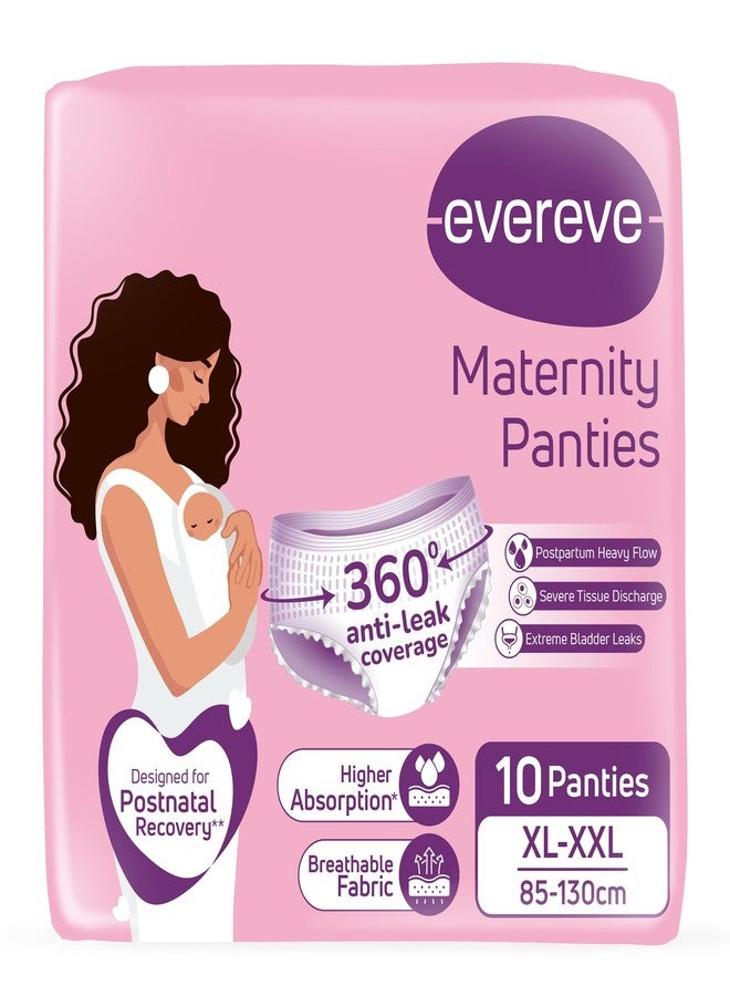 Evereve Maternity Period Panties for Women, (XL-XXL), 10 Pcs, Postpartum Heavy Flow Bleeding, 360 Degree Leak Protection, 3X Absorption, Soft Breathable Disposable Panties for Postnatal Recovery - Image 1