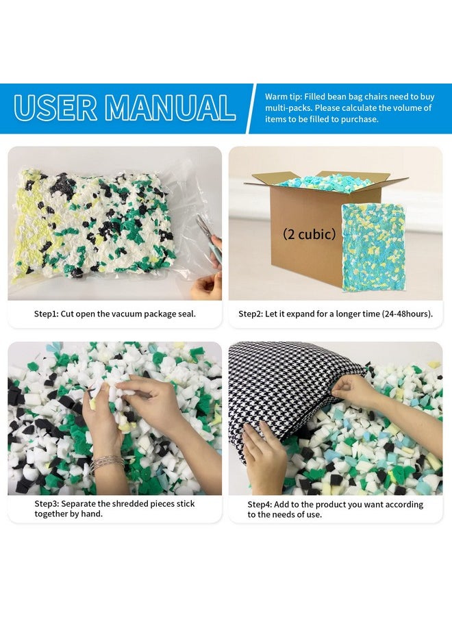 Welacer Shredded Memory Foam Filling 5lbs for Bean Bag Filler, Without Added Gel Particles, Premium Soft Refill and Great for Stuffing, Multi Color and Shape