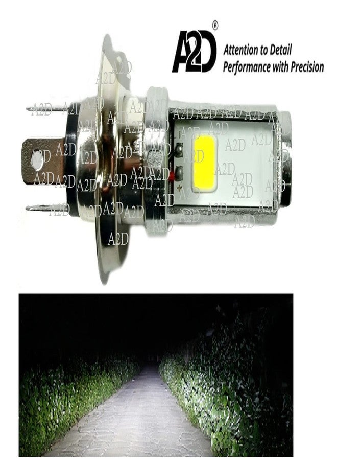 A2D 12070 12V Lens Top Cobe H4 / HS1 Bike LED Headlight Bulb Replacement White compatible with Hero Karizma - Image 3
