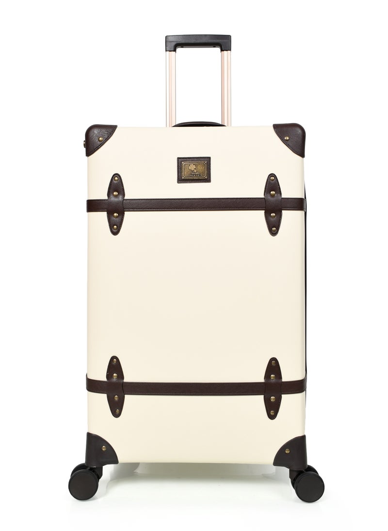 MORANO Morano Classic Leather Luggage 4 Pcs Set Beige and Coffee 28''-24''-20'''-14'''Inches  - Image 5