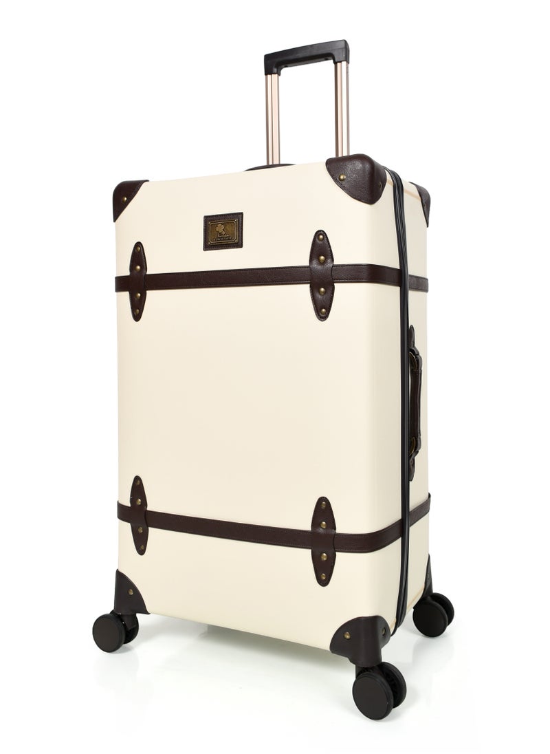 MORANO Morano Classic Leather Luggage 4 Pcs Set Beige and Coffee 28''-24''-20'''-14'''Inches  - Image 4