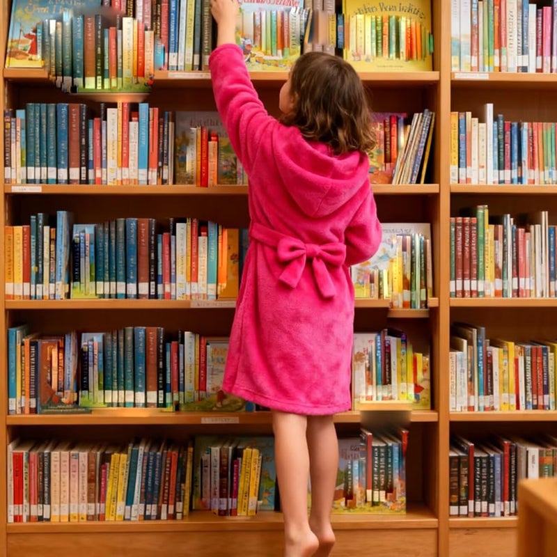 SRVNFBKT روب استحمام للأولاد والبنات من SRVNFBKT، روب استحمام مزود بغطاء رأس للأطفال، رداء فانيلا ناعم ومريح، هدية للنوم للأولاد والبنات، وردي 13-14 سنة - Image 3