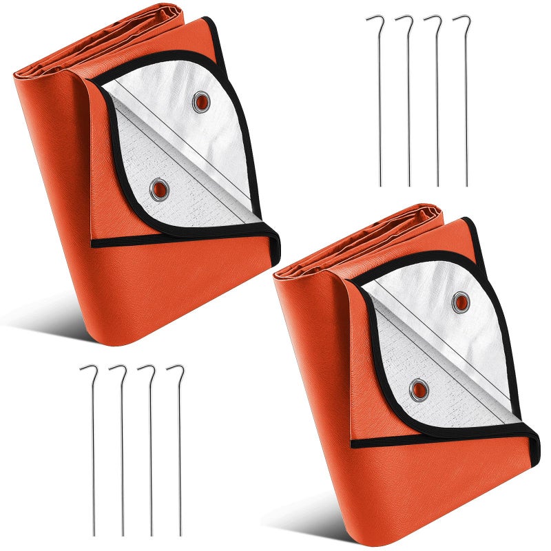 Kingdder 2 Pcs Heavy Duty Insulated Tarp Emergency Blankets for Survival 60 x 82 Inches Thermal Reflective Tarp Cold Weather Camping Blanket Winter Tent Insulation for Hiking(Orange) - Image 1