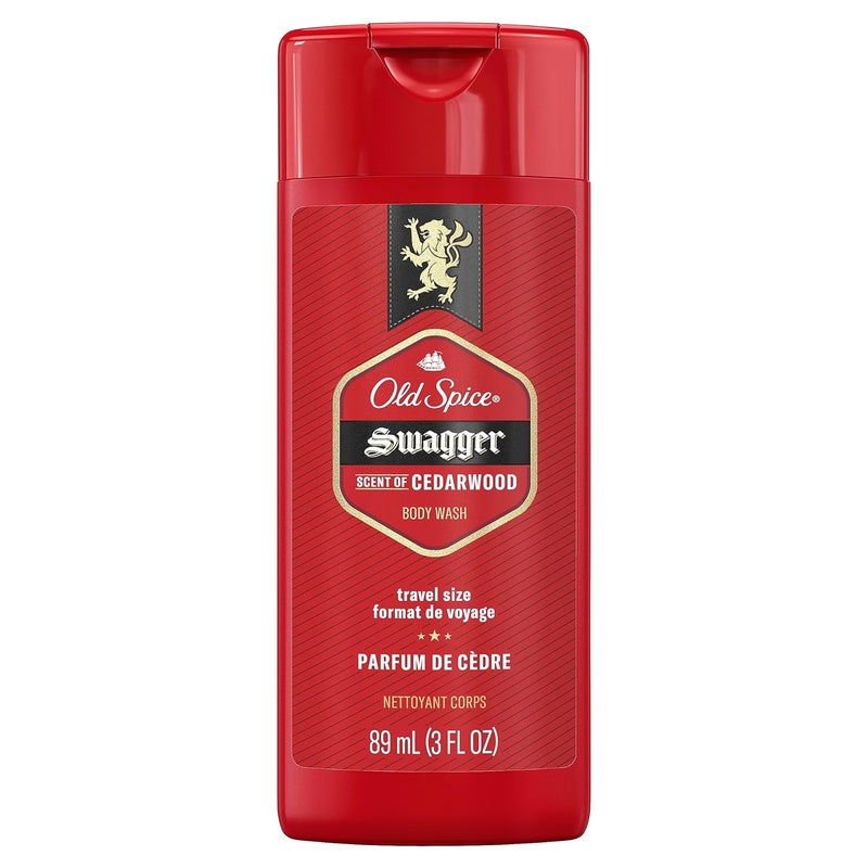 Old Spice غسول الجسم أولد سبايس ريد زون للرجال، انتعاش 24/7، رغوة منعشة، رائحة خشب الأرز، حجم سفر، 3 أونصة سائلة