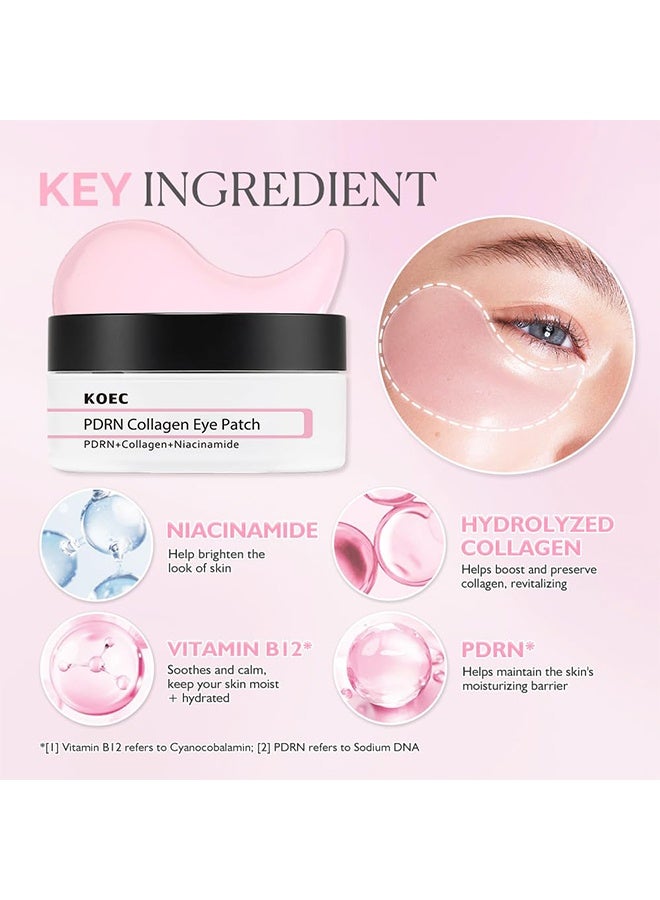 ك أو إي سي رقعة عين بالكولاجين PDRN، رقع تحت العين للعيون المنتفخة والهالات السوداء، قناع للعين بالكولاجين المحلل والنياسيناميد، 60 قطعة - Image 4