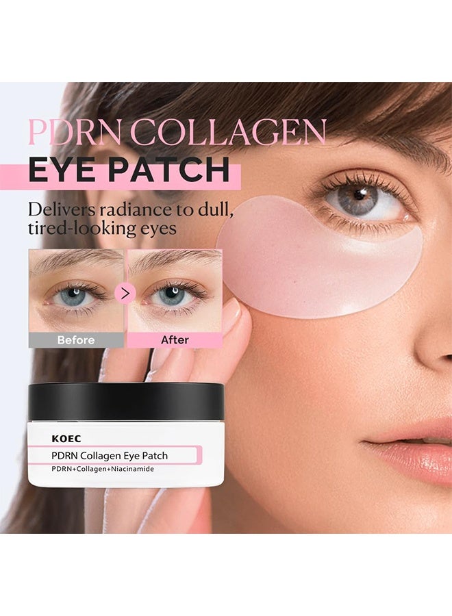 ك أو إي سي رقعة عين بالكولاجين PDRN، رقع تحت العين للعيون المنتفخة والهالات السوداء، قناع للعين بالكولاجين المحلل والنياسيناميد، 60 قطعة - Image 2
